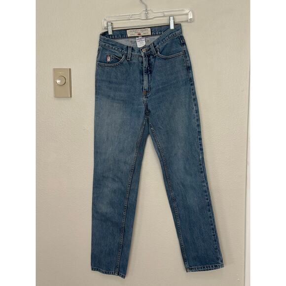 Guess Sz 27 050 Vintage Y2K 90s High Rise Straight Leg Medium Wash Denim Jeans - Picture 2 of 10